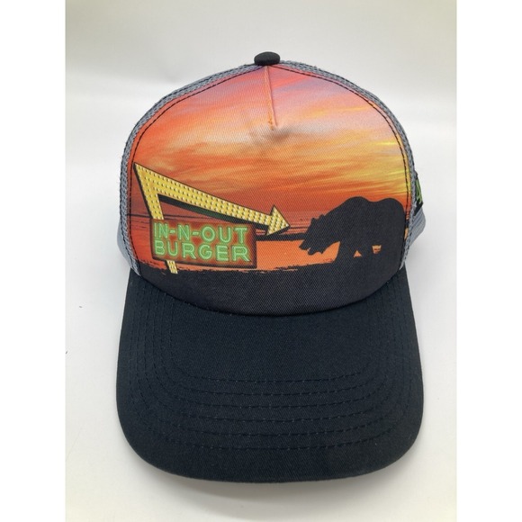 In N Out Burger Snapback Mesh Trucker Hat Baseball Cap Sunset Bear New One Size - Picture 2 of 10